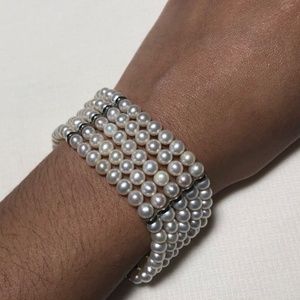 Vintage Lee Michael's Ladies Pearl and Sterling Silver Bracelet